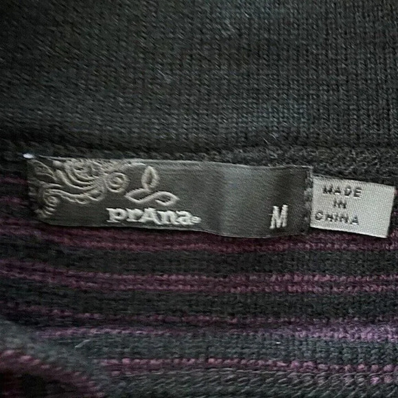 Prana Kelland Wool Blend Plum Burgundy Stripe Sweater Knit Long Sleeves Medium - Picture 11 of 12